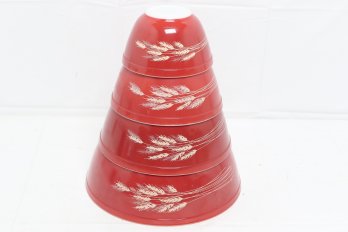 Vintage Pyrex Autumn Harvest/wheat Set Of 4 Nesting Bowls