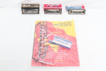 Group Of Vintage Harmonicas With Boxes