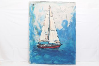 Large Sailing Boat Oil Painting On Canvas