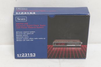 Vintage Sears AM/fM Led Electronic Digital Clock Radio W/power Reserve 5723153 - New In Box