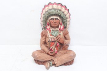 19' Vintage Large Collectible Native American Indian Chief Statue Signed Vaughn Kendrick