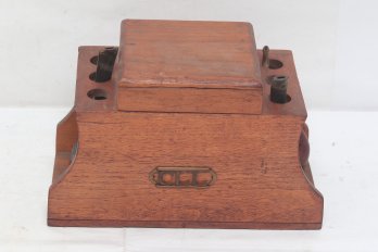 Vintage 6 Pipe Rack Stand Wood Humidor With 3 Vintage Smoking Pipes And Accessories