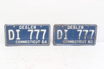 Two Rare 777   Vintage Connecticut License Plates