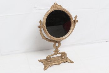Vintage Brass Standing Makeup Mirror