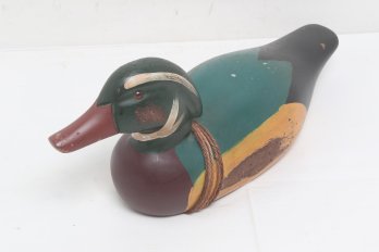 Vintage Wood Duck Decoy With Glass Eyes