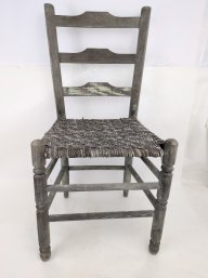 Antique Painted Ladder Back Chair With Rush Seat