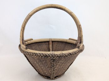 Woven Rattan And Bamboo Basket