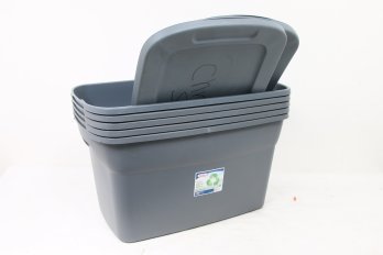 Group Of 5 STERILITE Large 30 Gallons Grey Storage Bins Totes With Lids