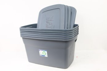 Group Of 6 STERILITE Large 30 Gallons Grey Storage Bins Totes With Lids