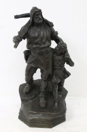 Antique ' William Tell & His Son ' Patinated Bronze Signed In Cast RICHARD KISSLING