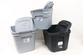 Group Of 9 STERILITE Plastic Storage Boxes Totes With Lids - Various Sizes See Labels