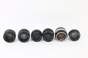 Group Of Vintage Photo Lenses From Nikon, Minolta, Olympus