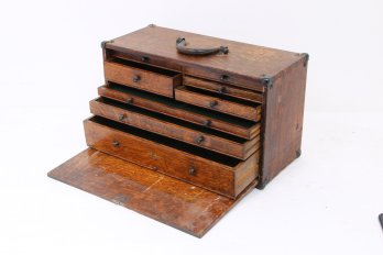 Antique Oak Toolmaker Machinist 8-drawers Toolbox