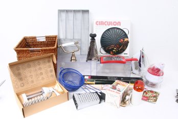 Group Of Household Kitchen Accessories - Incl Pampered Chef, Circulon, Vtg Coffee Grinder - Most Is NEW