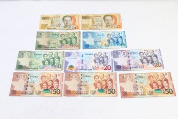 GHANA PAPER MONEY TOTAL OF 219 CEDIS - GROUP OF 10 NOTES