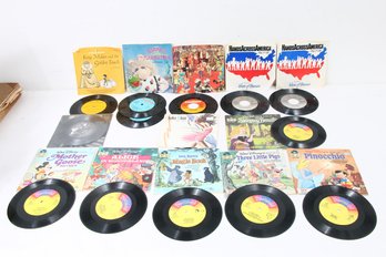 Group Of Walt Disney Children Vinyl Records 45's And Other Vinyl Records