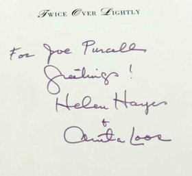 WOMEN / HUMOR  Helen Hayes & Anita Loos Twice Over Lightly New York Then And Now Signed