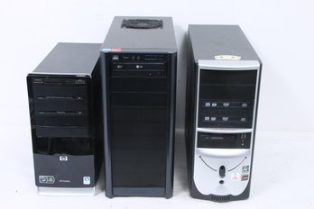 Vintage 3 Tower Computers - HP Pavilion, ANTEC Custom Gaming Tower And PC By DEZINE Gaming Computer