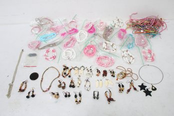 Group Of Costume Jewelry Incl. NEW Earrings With Semi Precious Stones And New Pucca Shells Necklaces Bracelets