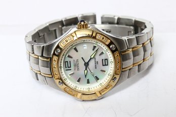 INVICTA WILDFLOWER WRISTWATCH 2-TONE STAINLESS GOLD PLATE MOTHER OF PEARL DIAL -MODEL 5411