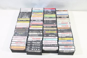 LARGE GROUP OF 100 VINTAGE COUNTRY MUSIC CASSETTE TAPES WITH VARIOUS ARTIST