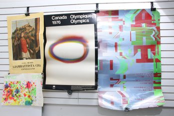 Group Of Vintage Art Advertising Posters For Museums, Galleries & 1976 Olympic Games