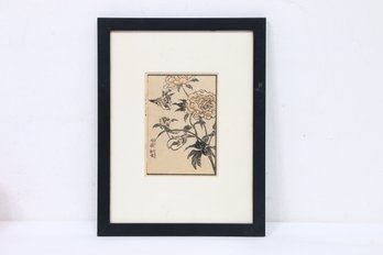 Antique Japanese Woodblock On Paper