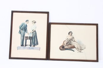 Antique Circa 1920's Pair Of Prints By James Montgomery Flagg