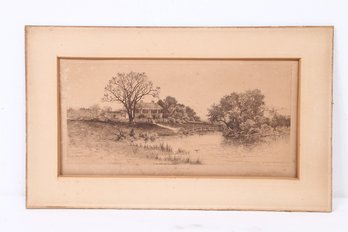 Vintage The Home Of William C. Bryant Pencil Signed By Fagin Mercier