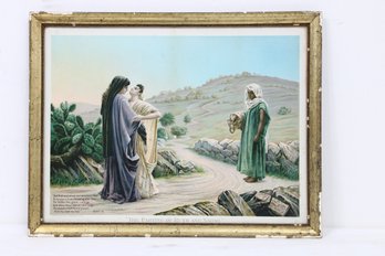 Antique Rare Lithograph The Parting Of Ruth And Naomi - Published By Charles Hires