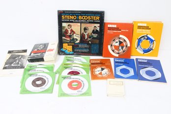 Group Of Vintage Typewriting Shorthand Speed Skill Books, Records, Stenobooster - Excellent Condition