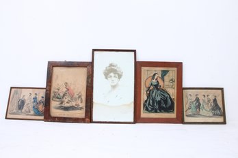 Group Of Antique 19th Century Hand Colored Prints