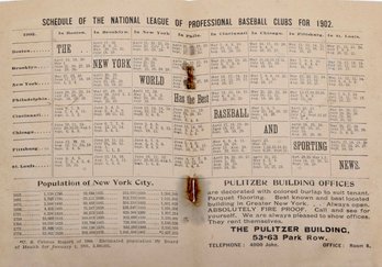 EARLY BASEBALL Schedule National League Professional Baseball Clubs For 1902