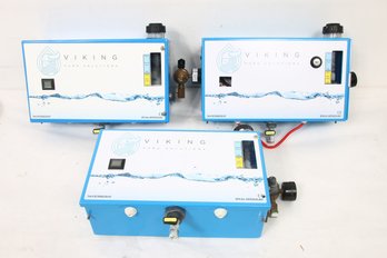 GROUP OF 3 VIKING PURE SOLUTIONS VPT-10 VPCM 10 GALLON TANK SYSTEM CONTROL UNITS