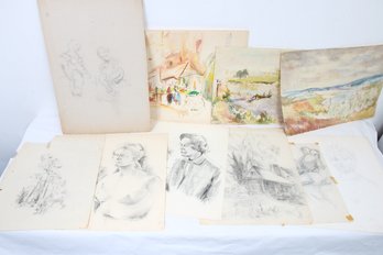 Large Group Of Study Abstract Drawings Watercolors