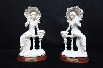 Pair Of Vintage Victorian Statues On Wood Bases