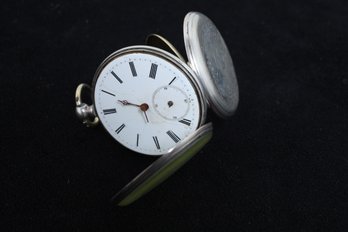 Antique 800 Silver/Silver Plate? Key Wound Pocket Watch