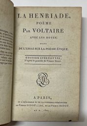 (printing) 1801 La Henriade, Poeme Par Voltaire, Avec Les Notes Suivi De L Essai Sur La Poesie EPique.