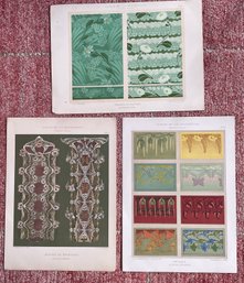 Circa 1905 Art Decoration, Three Plates From A Portfolio Approximately 10.35 X 14.37 Inches.