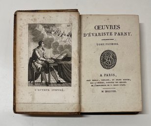 1808 Oeuvres D Evariste Parny. Tomes 1&2.  Paris, Chez Debray, Libraire, Au Grand Buffon, Rue S.-Honore, Ba