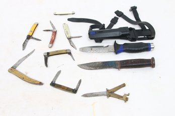 Lot Of Vintage Pocket Kives Includes Dive & Paratrooper Folding Knife