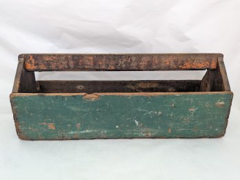 Vintage Tool Caddy With Chippy Green Paint