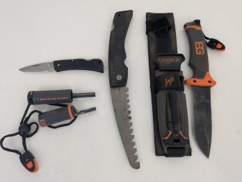 Mixed Lot Of Gerber Bear Grylls Knives And Fire Starter