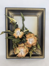 Framed 3D Leather Flowers Art