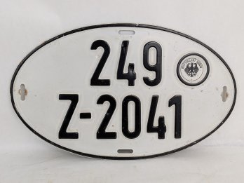 Vintage German Oval License Plate