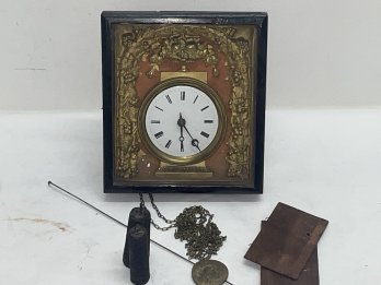 Beautiful Antique Picture Frame Wall Clock Mid 1800s Black Forest German Vienna