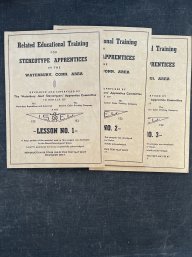 UNIONS Waterbury, Conn. Training Program For Stereotype Apprentices, 3 Lessons, 1946