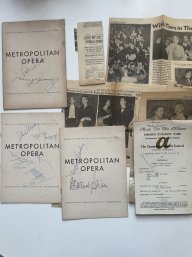 1952 1953 Metropolitan Opera Programs Signed By Milanov, Warren, Tucker & Others With Tickets And Clippings
