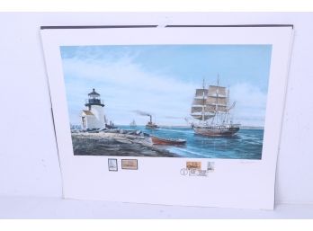 Large Charles Lundgren Limited Edition Ship Print Signed And Numbered In Pencil