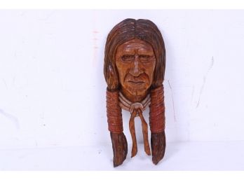 American Indian Wooden Sculpture Signed - Frank Chenoweth